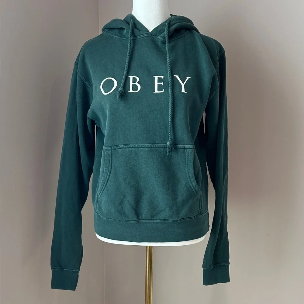 Obey Women's Green Hoodie Sweater Sweatshirt Size Small - Picture 8 of 8